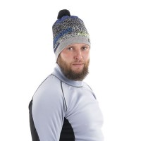 Шапка Mountain Blue-Gray (с помпоном)